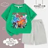 Traje de Pantalón Corto de Manga Corta Run Monster Monster Run para Niños y Niñas Verano Holgado Casual Dos Piezas Ropa para Niños