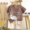 Traje de Manga Corta para Niños Niños, Camiseta de Algodón de Verano para Niños, Ropa para Bebés Niños, Estilo Coreano Transpirable para Niños Pequeños Niñas