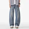 Jeans Anchos de Estilo Americano para Hombre, Corte Recto Holgado, Marca de Moda, Jeans Casuales Lavados para Jóvenes, Nuevo Modelo 2026