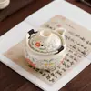 Pingüino Olla Juego de Té de Viaje Una Olla Tres Tazas Portátil para Exteriores Taza Rápida Olla de Mano de Cerámica Taza de Té Regalo