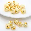 Acessórios de contas espaçadoras quadradas de quatro lados florais banhados a ouro 14k com preservação de cor, acessórios feitos à mão para colar, pulseira, joias