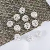 Cor de ouro 18K cobre que retém a cor cravejado com zircônia flor oca esfera espaçadora contas soltas para DIY colar pulseira acessórios de joias