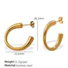 Pendientes de Acero Inoxidable Chapados en Oro de 18k con Forma de C, Estilo Ins de Celebridad de Internet Transfronteriza Europea y Americana, Pendientes de Moda Elegantes para Mujer, Simples Retro