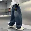 Calças de menino primavera e outono 2026 novas estilosas jeans casuais infantis para crianças mais velhas, perna reta outono