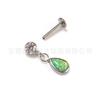 Pendientes de botón de titanio F136 con colgante de ópalo en forma de gota de agua, cilíndricos, incrustados con circón 5A, aleación de titanio G23, joyería para perforaciones, pendiente para el cartílago de la oreja