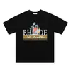 Colección de Camisetas de Manga Corta RHUDE Versión Alta Transfronteriza Vintage Americano Marlboro Streetwear Casual Holgadas para Pareja Cuello Redondo