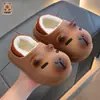 Pantuflas de Algodón de Invierno para Niños Capibara para Niños y Niñas, Calientes, Forradas de Felpa, Impermeables, Uso en Casa, Padre-Hijo, Zapatos Cerrados de Algodón para Bebé