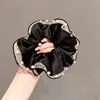 Elástico de Cabelo Elegante Preto com Pérolas para Mulheres, Prendedor de Coque, Acessório de Cabelo Versátil e Estiloso com um Toque de Luxo