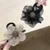 Advanced Sense Mesh Rhinestone Flower Grab Clip Feminino 2024 Novo Shark Clipe Rabo de cavalo alto Grampo de cabelo para trás Cabeça Clipe