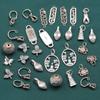 Plata de ley S925 hojas vajra mortero palabra de la suerte doble flor clip zakiram accesorios retro DIY materiales hechos a mano