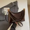 Bolso de Hombro con Cadena de Gran Capacidad, Sencillo y Elegante, para Debajo del Brazo, Nuevo 2025, Cuero Vintage con Cera de Aceite, Bolso Cruzado para Viajes, Transfronterizo