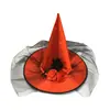 Chapéu de Halloween Crianças Adulto Festa Fantasia Flor Rosa Rede Chapéu de Bruxa Adereços de Cosplay