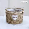 Macetas Cilíndricas de Flor de Paja para Jardinería, Cestas de Mimbre para Flores, Plantas Verdes, Macetas para Suculentas, Cestas de Flores Decorativas, Cestas Tejidas