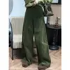 Pantalones Casuales de Pana Verde Oscuro para Mujer 2025 Otoño e Invierno Nuevo Estilo Acolchados con Forro Polar Espesos de Cintura Alta Color Puro Lana Regular