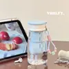 Taza de Agua de Plástico Portátil de Gran Capacidad con Dibujos Animados de Verano, Alto Valor Estético, Separación de Té y Agua, Linda Taza de Agua para Exteriores para Estudiantes Hombres y Mujeres