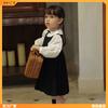 Colete de Camisa com Gola de Renda Estilo Preppy Infantil Vestido JK Meninas Primavera e Outono Gola Boneca Roupas de Bebê Outono Durável