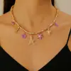 Collar Transfronterizo Europeo y Americano Ins Color Dopamina Cuerda Tejido Pesado Estilo Marino Colgante de Estrella de Mar Tortuga Mariposa para Mujeres