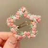 Pinza para el cabello atmosférica con forma de corazón para Primavera y Verano Lado Rosa Dulce Súper Hada Bordado Flor Pinza para Flequillo Pinza Accesorio para el Cabello