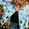 Nueva chaqueta vaquera corta de algodón puro Navidad otoño e invierno estampado 3D personalidad moderna top ajustado para mujer