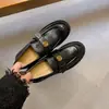 Versão em Couro de Vaca Couro Genuíno Sapatos Baixos Retrô Mocassins para Mulheres 2025 Novos Britânicos Versáteis Sapatos Baixos Pequenos de Couro Preto