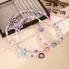 Nuevo Colgante de Cadena para Teléfono con Flor de Acrílico Bicolor Dulce, Colgante Intercambiable para Bolso con Cuentas de Colores Caramelo