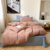 Conjunto de Roupa de Cama de Algodão Lavado Tingido com Fio Xadrez Vintage para Combinar, Estilo College Fresco e Simples, Amigo da Pele e Respirável