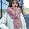 Cachecol Estilo Coreano para Mulheres Outono e Inverno Novo Cor Sólida Tricô Espessado Quente Versátil Simples Cachecol Atacado