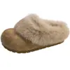 Zuecos suaves y mullidos estilo Birkenstock para otoño e invierno, versátiles para poner y quitar, cálidos, para usar al aire libre, pantuflas de pelo para personas perezosas