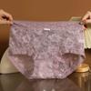 Ropa interior cómoda de talle medio para niña de encaje floral sexy puro, calzoncillos sencillos transpirables en la entrepierna, suaves y respetuosos con la piel