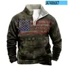 Sudadera Digital Navideña Transfronteriza de Aliexpress Nueva de Otoño e Invierno para Hombre, de Manga Larga, Cuello Alto, Media Cremallera y Cuello de Terciopelo