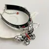 Colar de Couro Borboleta Vermelha Cravejada de Diamantes Design de Nicho Pingente de Alto Padrão Corrente para Clavícula de Luxo Acessível Nova Corrente para Suéter Chinês