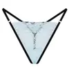Tanga de encaje para mujer europeo y americano de cintura baja deportivo para cadera con entrepierna alta moda metal ropa interior cinturón delgado pantalones T sexys