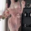 Lencería Sexy Puro Deseo Lunares Encaje Lazo Uniforme de Sirvienta Sexy Traje Sin Quitar Pijama para Mujeres