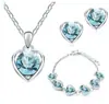 Joias de cristal com elemento de coração colar simples de coração brincos pulseira conjunto de três peças fabricantes atacado 399