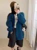 Suéter Cardigan de Tricô Grosso Estilo Coreano Preguiçoso Outono 2026 Novo para Mulheres, Casaco Solto de Manga Longa, Tricô Vintage