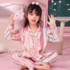 Pijamas para niños, pantalones de manga larga, primavera y otoño, dibujos animados, dulces niñas, bebés, niños medianos y grandes, ropa de aire acondicionado para el hogar, traje