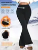 Calça Quente Feminina Estilo Europeu e Americano para Exterior, Calça Flare de Cor Sólida de Cintura Alta, Calça Casual de Inverno Espessa com Forro de Fleece de Alta Elasticidade