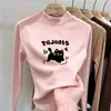 Camiseta informal y versátil de forro polar para niñas, de manga larga y cuello alto medio, para otoño e invierno, adecuada para niños mayores, con interior cepillado para mayor calidez
