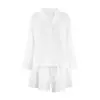 Cardigan Jacquard de Moda Otoñal Europeo y Americano Transfronterizo de Manga Larga con Shorts Ropa de Casa para Mujer Pijamas Cómodos de Algodón para Usar por Fuera