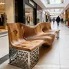 Banco de Asiento de Paisaje de Jardín de Calle Comercial de Plaza Exterior Silla Creativa de Acero Inoxidable de Forma Irregular para Sillas Públicas de Ocio para Centros Comerciales