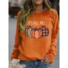 Sudadera con Estampado en Inglés de Calabaza de Halloween Otoño e Invierno Europeo y Americano Camiseta de Manga Larga con Cuello Redondo de Amazon Ropa para Mujer