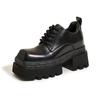 Sapatos Loafer de Sola Grossa para Mulheres, Novo Estilo Outono 2026, Sapatos Femininos que Aumentam a Altura, Salto Bloco Versátil, Sapatos de Couro Estilo Britânico Preto