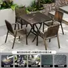 Mesa Plegable Mesa y Sillas de Exterior Patio Hogar Puesto Sencillo Mesa Cuadrada Pequeña Mesa Redonda Portátil Mesa y Sillas de Comedor Combinación de Ocio