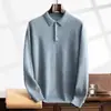 Suéter de caxemira outono e inverno suéter de caxemira masculino suéter de lapela de malha cardigan casual lã gola polo solto masculino