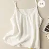 Nueva camisola de algodón de verano para mujer, color liso de algodón y lino, adecuada para usar en capas o sola, estilo retro artístico, top fino y holgado