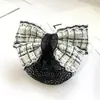 Acessório de cabelo profissional com fita de algodão, laço xadrez, touca de enfermeira, adorno de cabeça de comissário de bordo, presilha de cabelo estilo Chanel pequena para banco e hotel