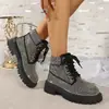Nuevas Botas de Tobillo con Cordones para Mujer Otoño/Invierno 2026 Estilo Europeo Moda Británica Plataforma Suela Gruesa Punta Redonda con Pedrería para Mujer