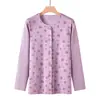 Tejido de Primavera Suéter de Cuello Redondo para Adultos Mayores Mangas Anchas Cardigan Pijama de Algodón Puro para Mujeres y Mayores Ropa de Casa Engrosada para Primavera y Otoño para Traje Hombres
