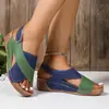 Sapatos de Praia Europeus e Americanos Transfronteiriços Vazados Preto e Branco Marrom Sola Grossa Peep-Toe 2024 Comércio Exterior Verão Velcro Atacado Tamanho Grande