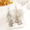 Pendientes Metálicos Huecos Multicapa con Forma de Hoja Transfronterizos Europeos y Americanos Estilo Étnico Retro Pendientes de Gota de Agua Redondos Geométricos con Borlas
